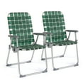thumbnail image 1 of Ktaxon 2Pcs Standard Folding Lawn Chair, Portable Aluminum Patio Webbed Chair with Detachable Cup Holder, 330 LBS Heavy Duty Seating for Yard, Garden (Standard, Green), 1 of 10