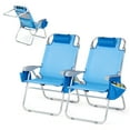 thumbnail image 1 of Ktaxon 2Pcs Tall Beach Chair, 5-Position Adjustable Folding Camping Chairs with Cooler Bag, Cup Holders and Towel Bar for Adults, Blue, 1 of 10