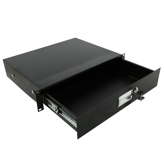 Ktaxon 2U Rack Mount DJ Locking Lockable Deep Drawer, 19 Inch Server Cabinet Case with Key