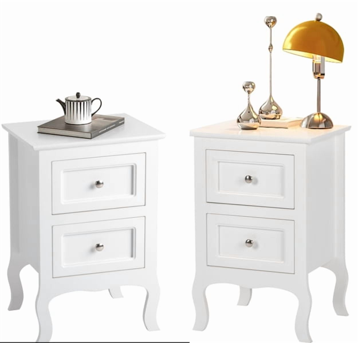 Ktaxon 2pc Nightstand End Table with 2 Drawer Bedside Table