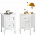 thumbnail image 1 of Ktaxon 2pc Nightstand End Table with 2 Drawer Bedside Table,Wood Accent Table, White, 1 of 18