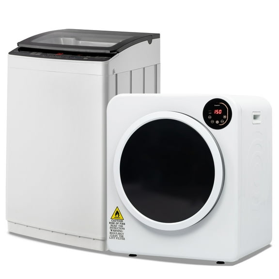 Ktaxon 3.5CuFt Clothes Dryer and 30LBS Full-Automatic Washing Machine Set, Compact Laundry Washer and Dryer Combo Set with Stainless Steel Inner Tub, for Apartment, Dorms, Home