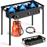 Ktaxon 3 Burner Gas Propane Cooker Outdoor Camping Picnic Stove Stand BBQ Grill