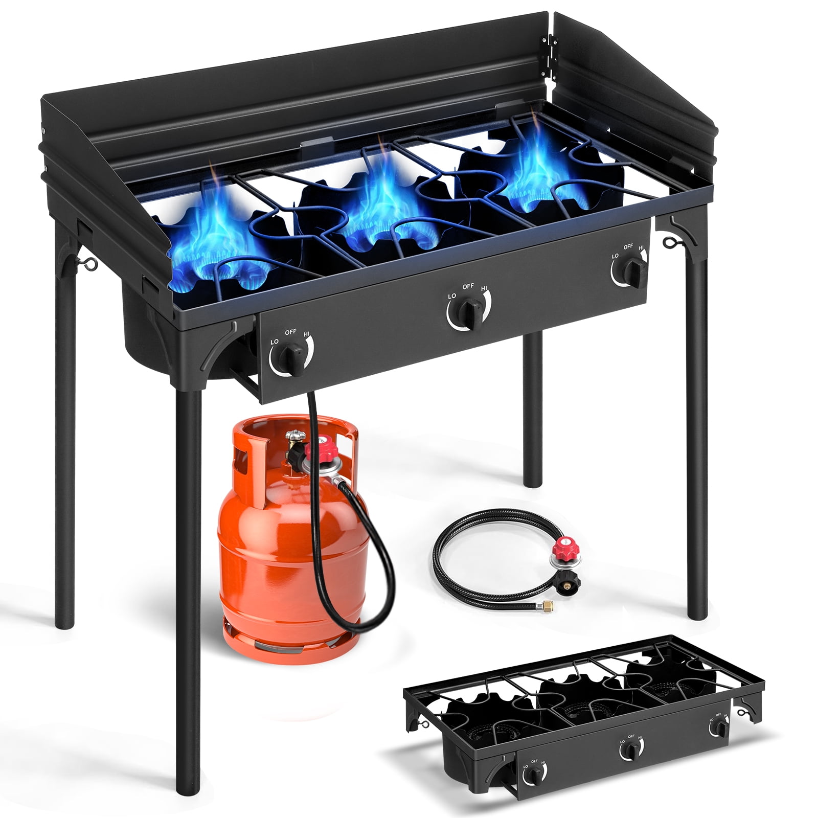 Ktaxon 3 Burner Propane Stove, 225000 BTU, Cast Iron, Portable