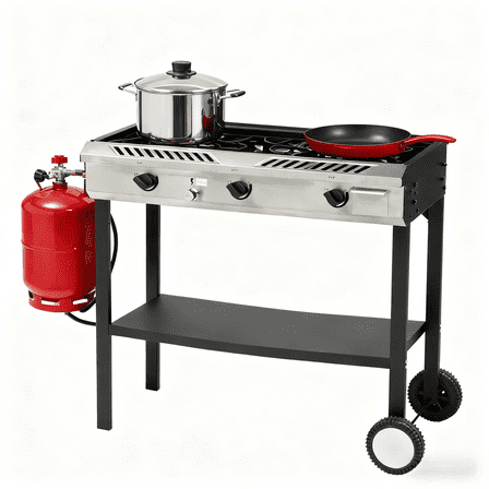Ktaxon 3 Burner Propane Stove Gas Cooker with Auto Ignition 225,000 BTU for Outdoor Cooking