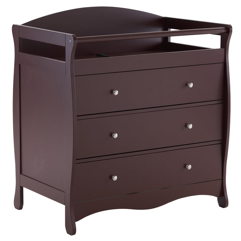 changing table dresser brown Ktaxon, Diaper Table, with Safety Rails, 3-Drawer 56 Depth