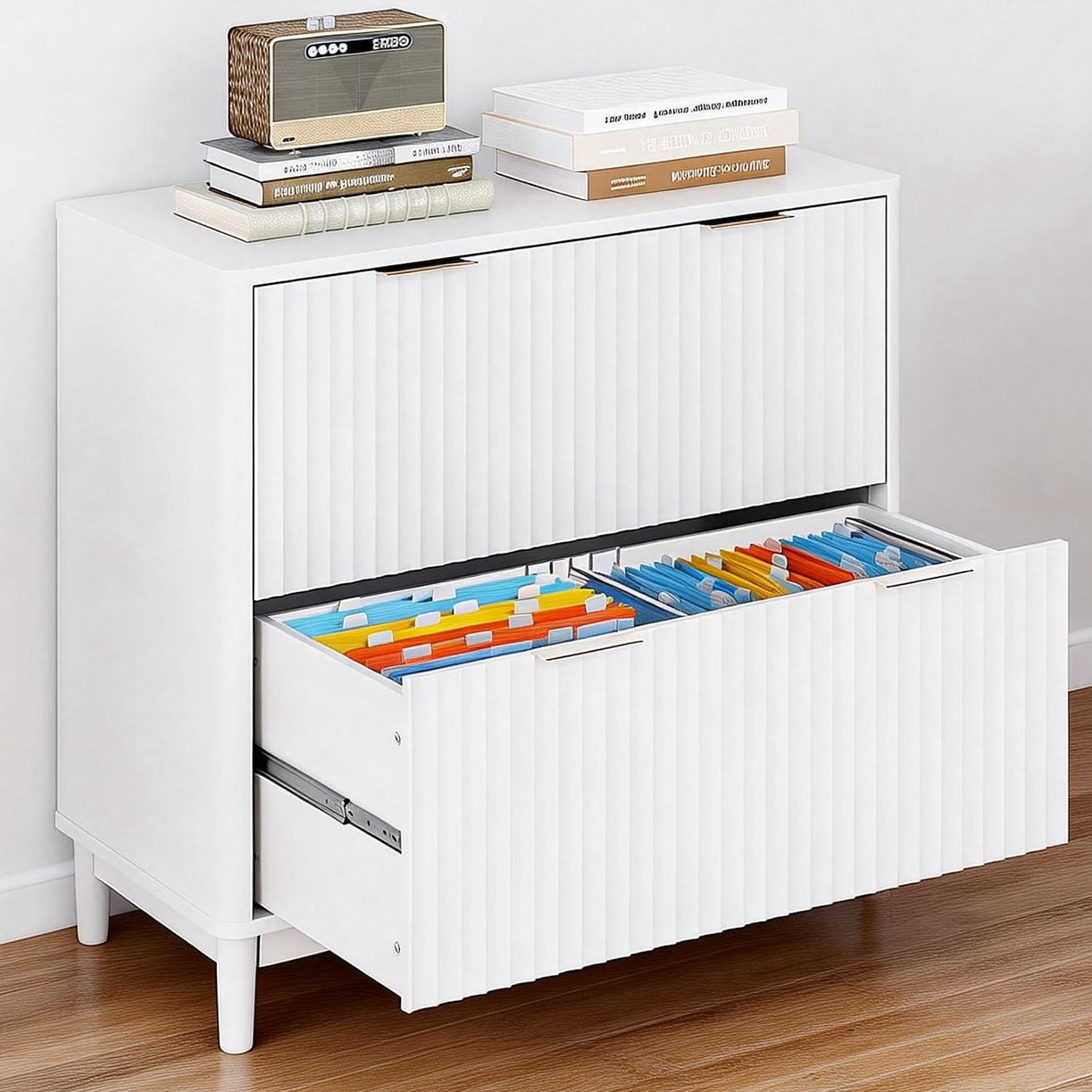 Ktaxon Wood 2-Drawer File Cabinet Office Filing Organizer for Home Office, Filing Cabinet Nightstand for Letter Legal A4 Size File Folder Storage, White