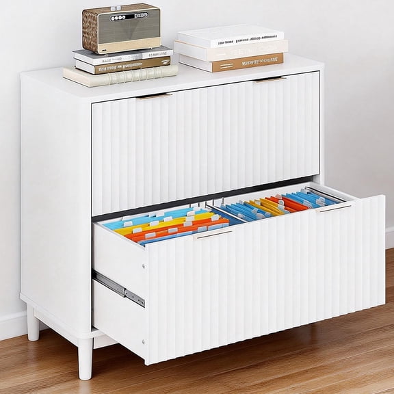 Ktaxon Wood 2-Drawer File Cabinet Office Filing Organizer for Home Office, Filing Cabinet Nightstand for Letter Legal A4 Size File Folder Storage, White
