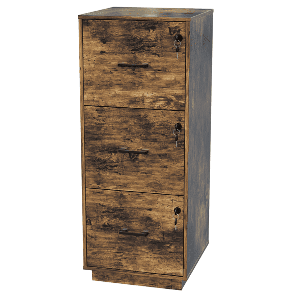 Ktaxon 3-Drawer Wood File Cabinet with Lock Vertical Filing Cabinet for Home Office Easy to Assemble, Rotten