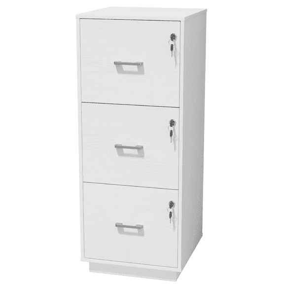 Ktaxon 3-Drawer Wood Lateral File Cabinet Lockable Filing Cabinet with Lock for Home Office Easy to Assemble, White