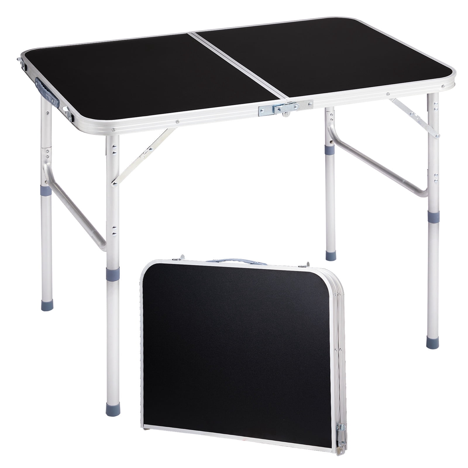 Ktaxon 3' Outdoor Portable Aluminum Camping Picnic Table, 2-Level Adjustable Height Metal Folding Dining Table,  Use for Camping Party Wedding Garden Commercial Entertaining Events, Black