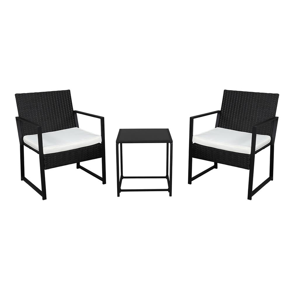 Walmart Saving of  Ktaxon 3-Piece Wicker Bistro Set, Outdoor Balcony Rattan Patio Set w/Cushions, Black