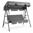 thumbnail image 1 of Ktaxon 3-Person Outdoor Patio Swing Chair with Adjustable Canopy, Heavy Duty Steel Frame, Cushioned Porch Swing for Backyard, Garden, Deck, Lawn, 550 lbs Capacity, Gray, 1 of 7