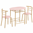 thumbnail image 1 of Ktaxon 3 Piece Dining Set, Compact 2 Chairs and Table Set with Oval Tabletop Small Kitchen Dining Set for 2, Perfect for Apartment & Small Spaces, Flamingo Pink, 1 of 6