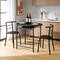 thumbnail image 1 of Ktaxon 3-Piece Modern Kitchen Dining Table Set for 2, Dining Room Round Table and Chair Set with Wine Rack, Black, 1 of 6