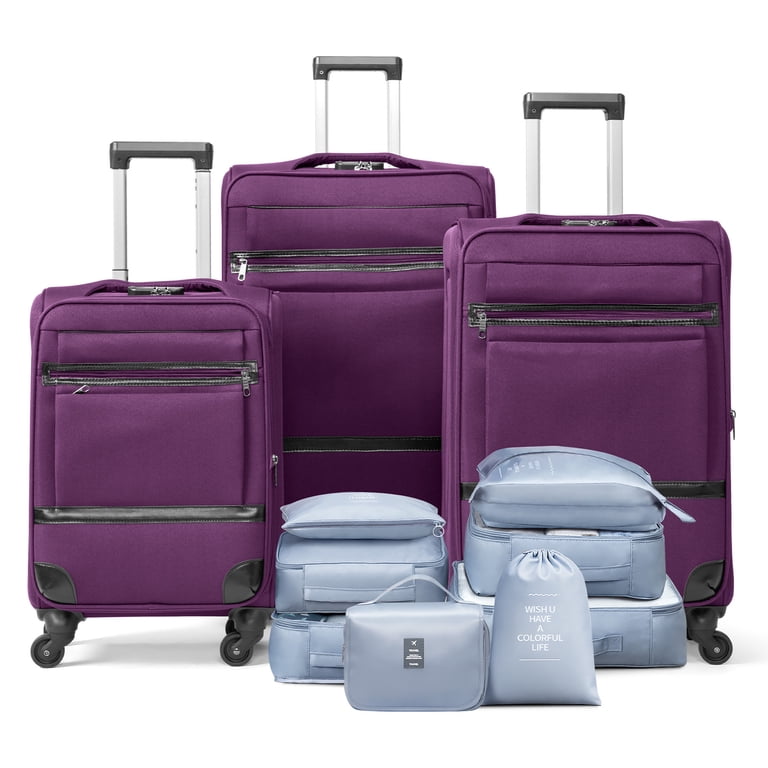 Ktaxon 3-Piece Softside Luggage Set With 8 Set Pcaking Cube TSA