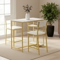 thumbnail image 1 of Ktaxon 3 Pieces Dining Table Set for 2, Counter Height Bar Table Set with Storage Shelves, Pub Table and Padded Chairs for Dining Room, Kitchen, Elegant Gold, 1 of 8