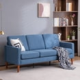 thumbnail image 1 of Ktaxon 3 Seat Couch Mid Century Fabric Sofa with Wood Legs, Comfortable Sofa Couch for Small Apartment Living Room Bedroom Navy Blue, 1 of 12
