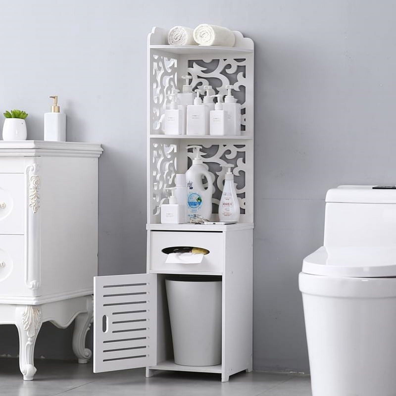Ktaxon 3-Shelf Multifunctional Bathroom Storage Floor Cabinet with ...