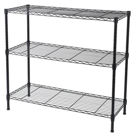 Ktaxon 3-Shelf Storage Rack, Adjustable Metal Wire Shelving Organizer Black, 35.4"L x 13.78"W x 31.5"H