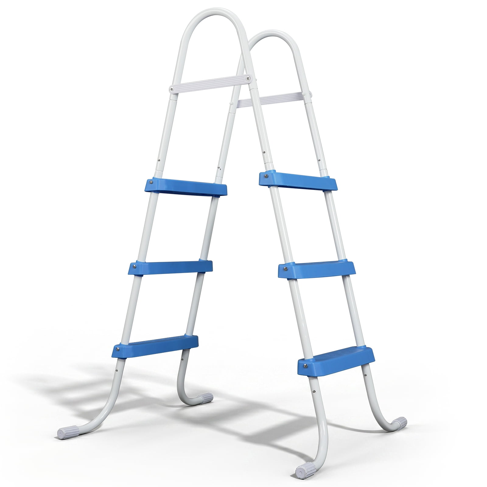Ktaxon 3-Step 43" Steel Above Ground Pool Ladder, Heavy Duty Non-Slip, White Frame & Blue Steps