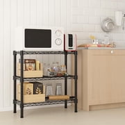 Ktaxon 3 Tier Storage Rack, Adjustable Kitchen Metal Wire Shelving Organizer Unit, 24'' L x 14'' W x 33.5'' H, Black