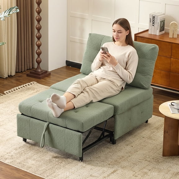 Ktaxon 3-in-1 Convertible Sofa Bed, Multi-Function Folding Chair with Adjustable Recline, Compact Space-Saving Design for Living Room or Bedroom Green