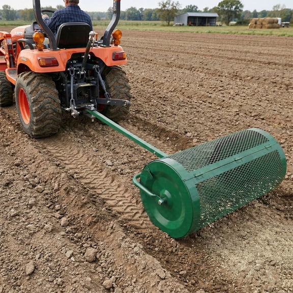 Ktaxon 30" Compost Spreader with Adjustable Handle, Green Steel Mesh Basket for Peat Moss & Manure