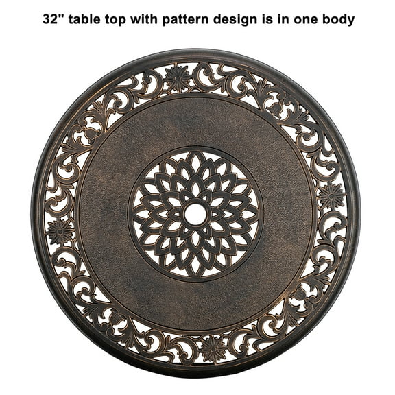 Ktaxon 31 Inch Patio Table with Umbrella Hole, Outdoor Round Cast Aluminum Bistro Table - Bronze