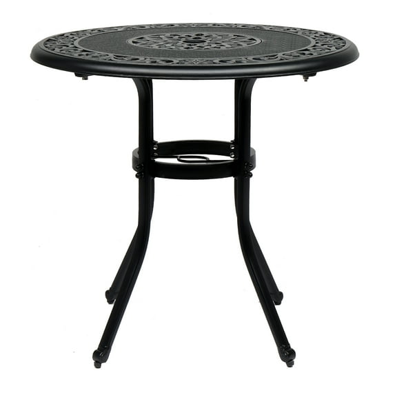 Ktaxon 32 In Outdoor Cast Aluminum Round Dining Table, Heavy Duty Dining Table for Weather Resitant, Outdoor Table, Black