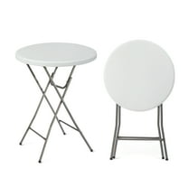 Ktaxon 32" Round  Folding Bar Table, High Top HDPE Matrial Table for Indoor Outdoor Party Restaurants Wedding Commercial Event, White