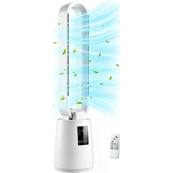 Ktaxon Smart Bladeless Fan, 38" Bladeless Tower Fan with BLDC Motor, Quiet Oscillating Tower Fan with Remote, Portable Cooling Fan with 8H Timer, 12 Speed, 3 Modes, Ideal for Home, Bedroom, Office