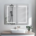 thumbnail image 1 of Ktaxon 32"x28" Bathroom LED Mirror Medicine Cabinet with Lights, Wall-Mounted w/ Defogger, Dimmable, Memory Function, Outlets & USB, White, 1 of 11