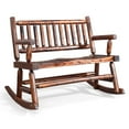 thumbnail image 1 of Ktaxon 33.5" Patio Rocking Chair, Outdoor Wooden 2-Person Rocker, Loveseat Rocking Seating with High Slatted Backrest, for Garden Porch Backyard, Carbonized, 1 of 7