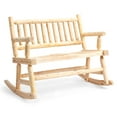 thumbnail image 1 of Ktaxon 33.5" Patio Rocking Chair, Outdoor Wooden 2-Person Rocker, Loveseat Rocking Seating with High Slatted Backrest, for Garden Porch Backyard, Original Wood, 1 of 7