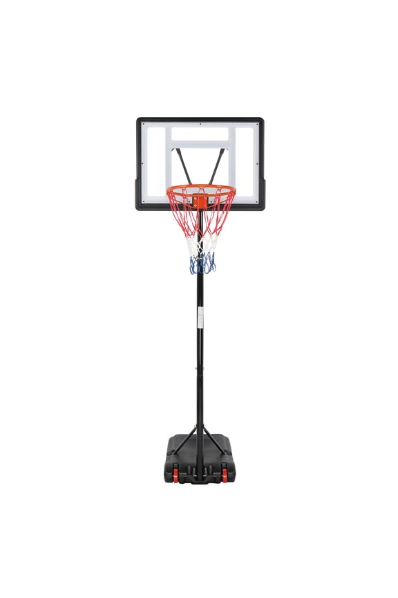33 In. Portable Basketball Hoop Stand, 6.5-8 ft Adjustable Basketball Goal System, with PVC Backboard Indoor/Outdoor
