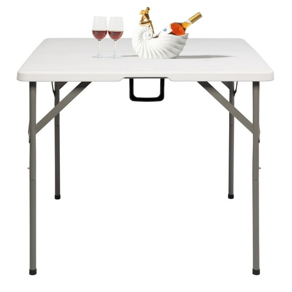 Ktaxon 34" Folding Table Fold in Half Square Table, Portable Plastic Dining Card Table for Outdoor and Indoor, for Picnic, Party, BBQ, White