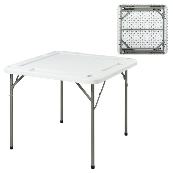 Ktaxon 35" Foldable Mahjong Table w/Cup Holders & Chip Grooves, Square 4 Player Card Game Table for Blackjack, Jigsaw Puzzles Game