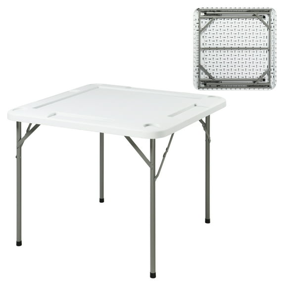 Ktaxon 35" Foldable Mahjong Table w/Cup Holders & Chip Grooves, Square 4 Player Card Game Table for Blackjack, Jigsaw Puzzles Game