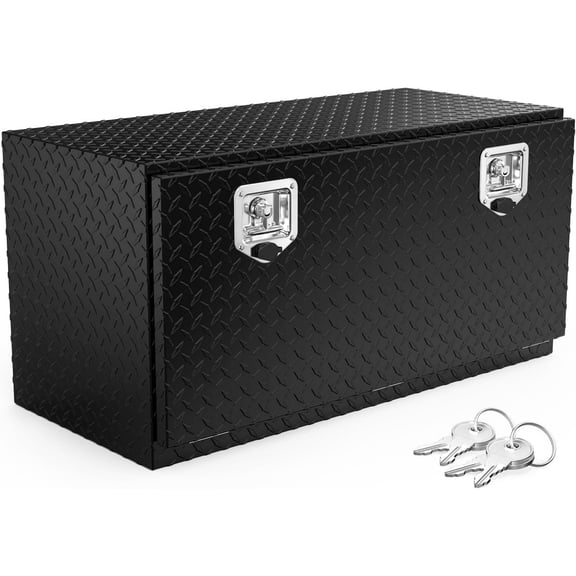 Ktaxon 36" Truck Bed Tool Box, Aluminum Heavy Duty Diamond Plate Trailer Tool Box with Dual Lock & Keys, Black