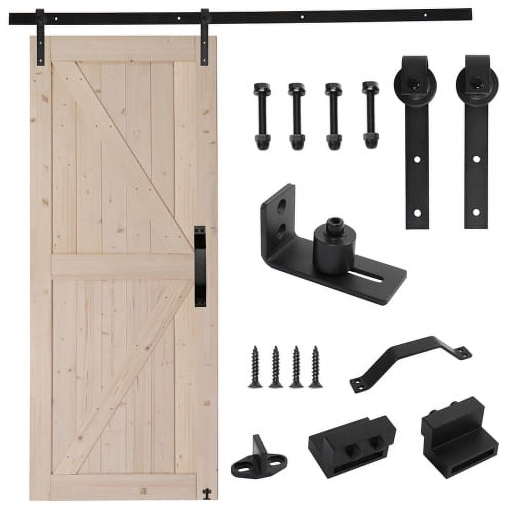 Ktaxon 36 in. x 84 in. Sliding Barn Door with 6.6FT Barn Door Hardware Kit, DIY Assembly, Natural Wood