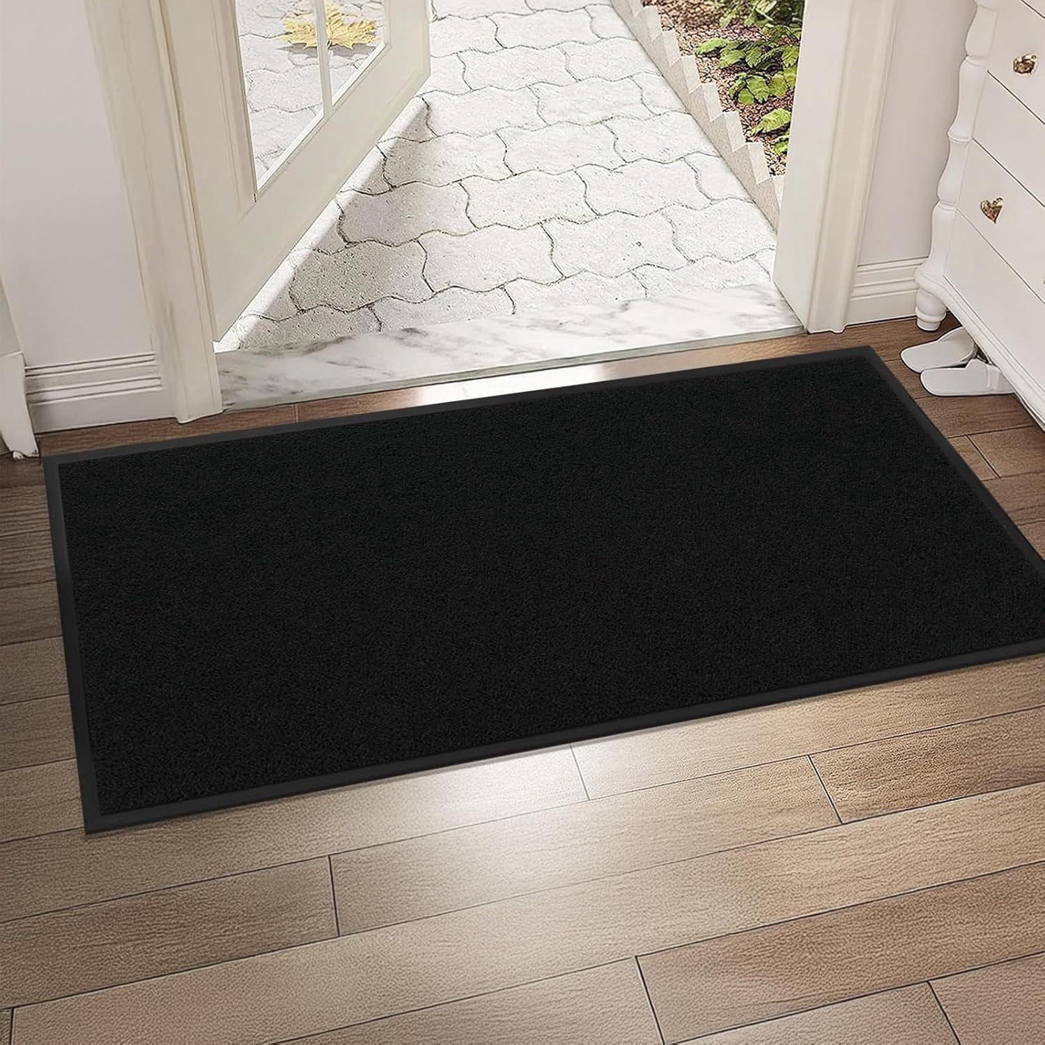 Ktaxon 36" x 48" Front Door Mat Indoor Outdoor Entrance, Waterproof, Stain and Fade Resistant, Easy Clean Patio Porch Entryway Mat Doormat, Black