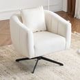 thumbnail image 1 of Ktaxon 360° Swivel Accent Armchair Velvet Upholstered Club Chair, Pumpkin Shape Sofa Corner Barrel Chair Off White (Metal Feet), 1 of 7
