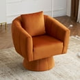 thumbnail image 1 of Ktaxon 360° Swivel Accent Armchair Velvet Upholstered Club Chair, Pumpkin Shape Sofa Corner Barrel Chair Orange, 1 of 8