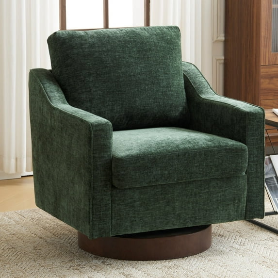 Ktaxon 360° Swivel Accent Chair Soft Chenille Fabric Arm Chair High Resilience Cushion Ideal for Living Room Bedroom Furniture Green