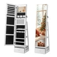 thumbnail image 1 of Ktaxon 360° Swivel Lockable Jewelry Cabinet, Jewelry Armoire Standing with Full Length Mirror & Drawer, White, 1 of 6