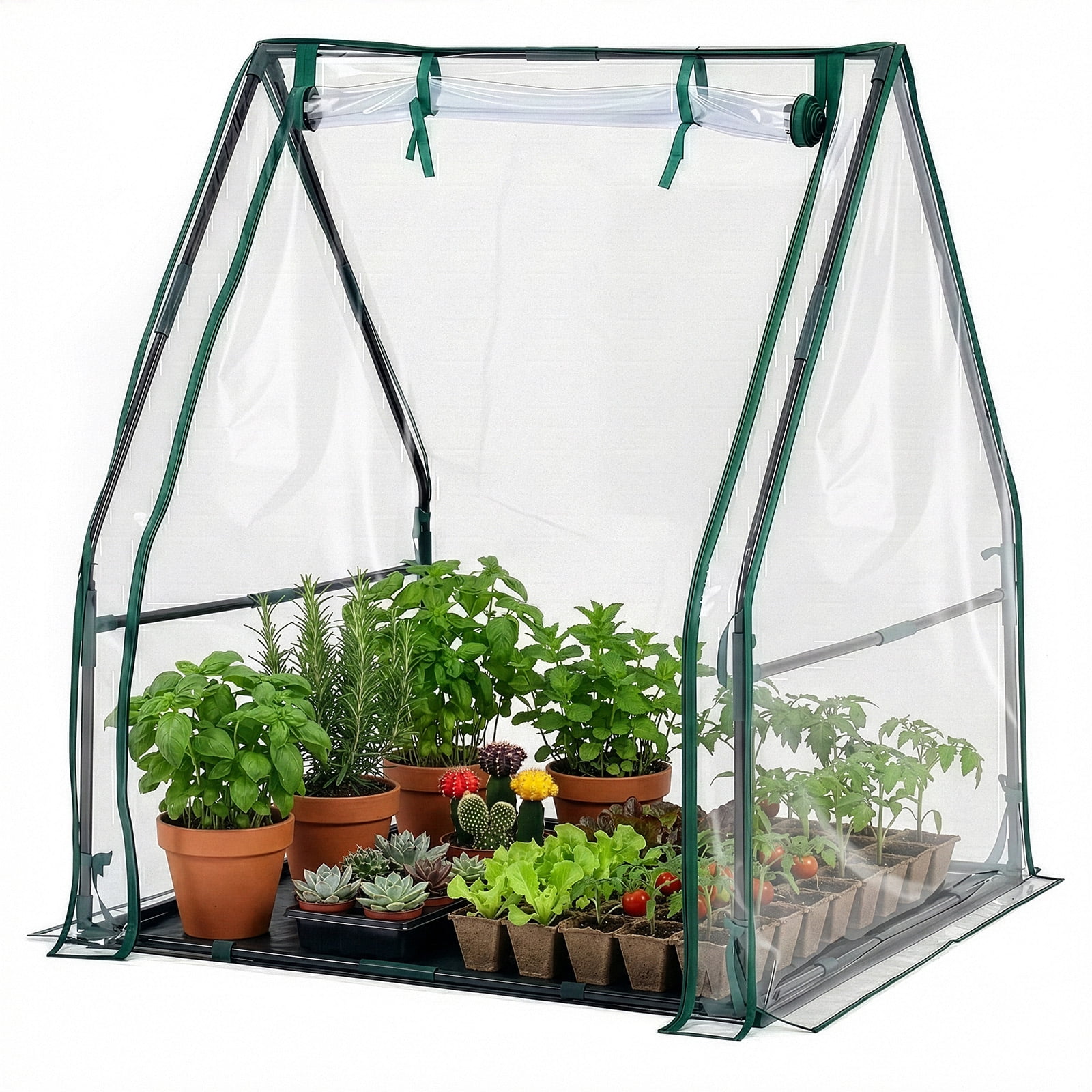 Ktaxon 36x36x42in Mini Greenhouse, Portable Plant Tunnel with Zippered Doors & UV Protected PVC Cover