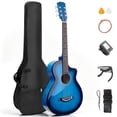 thumbnail image 1 of Ktaxon 38 Inch Cutaway Acoustic Guitar, Basswood Beginner Folk Guitar Starter Kit with Gig Bag, Tuner, Capo, Strap, Extra Strings & Picks for Adults Teens Students, 1 of 11