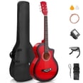 thumbnail image 1 of Ktaxon 38 Inch Cutaway Acoustic Guitar, Basswood Beginner Folk Guitar Starter Kit with Gig Bag, Tuner, Capo, Strap, Extra Strings & Picks for Adults Teens Students, 1 of 11