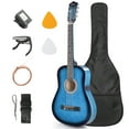 thumbnail image 1 of Ktaxon 38in Beginner Round Acoustic Guitar Starter Kit with Bag, Tuner, Extra Strings, Blue, 1 of 18